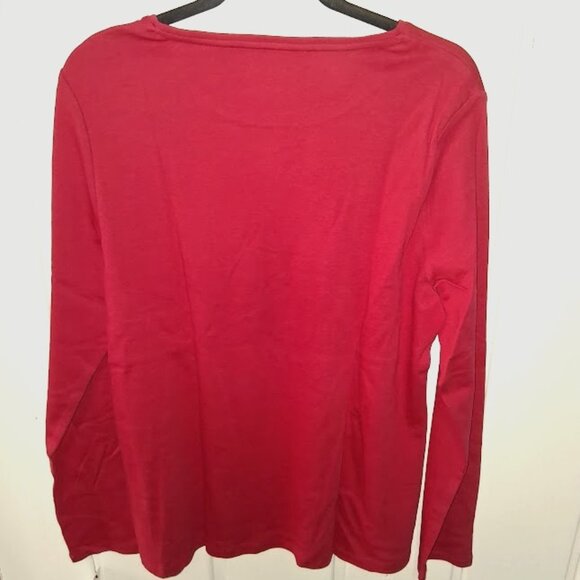 Talbots Cotton Round Neck Long Sleeve Tee NWT Asst Sizes Red - Picture 2 of 2